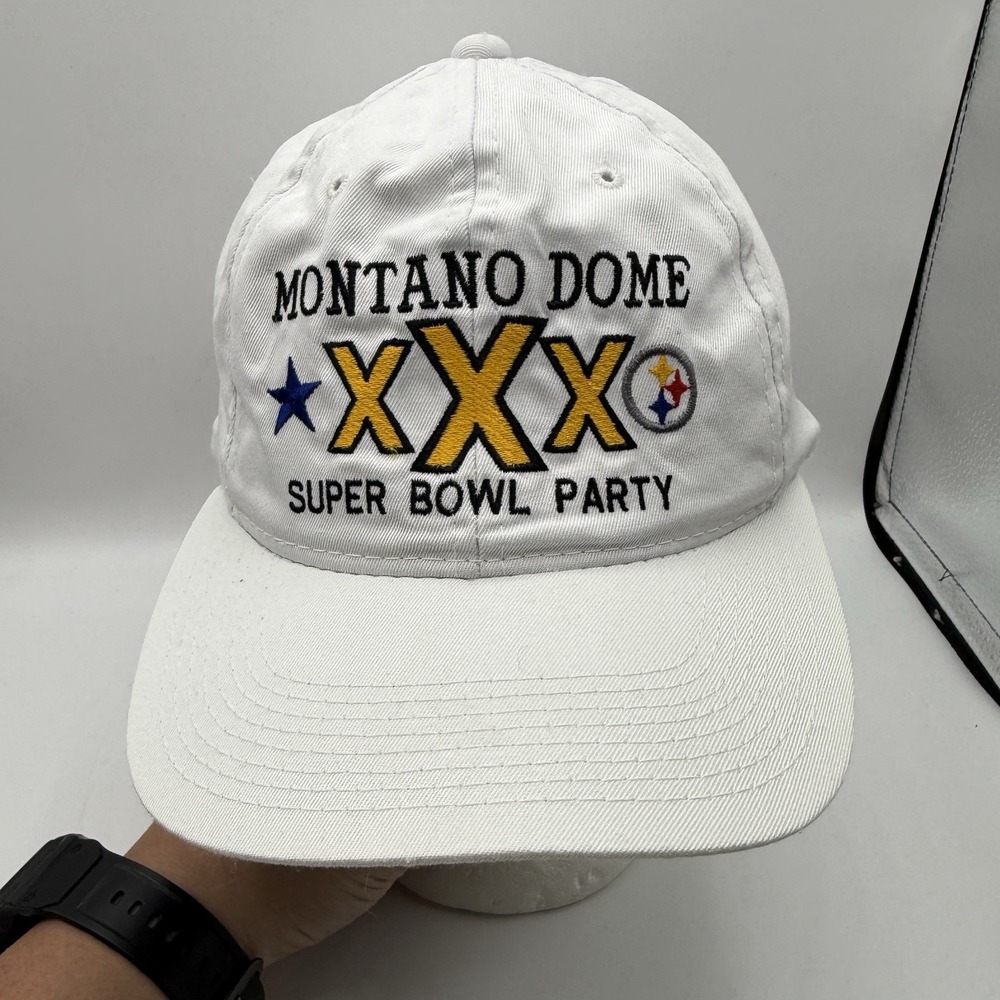 Vintage Super Bowl XXX NFL Montano Dome Party Snapback Cap Hat White Parody